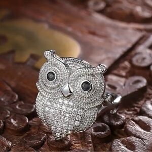 Artificial Crystal Owl Statement Ring